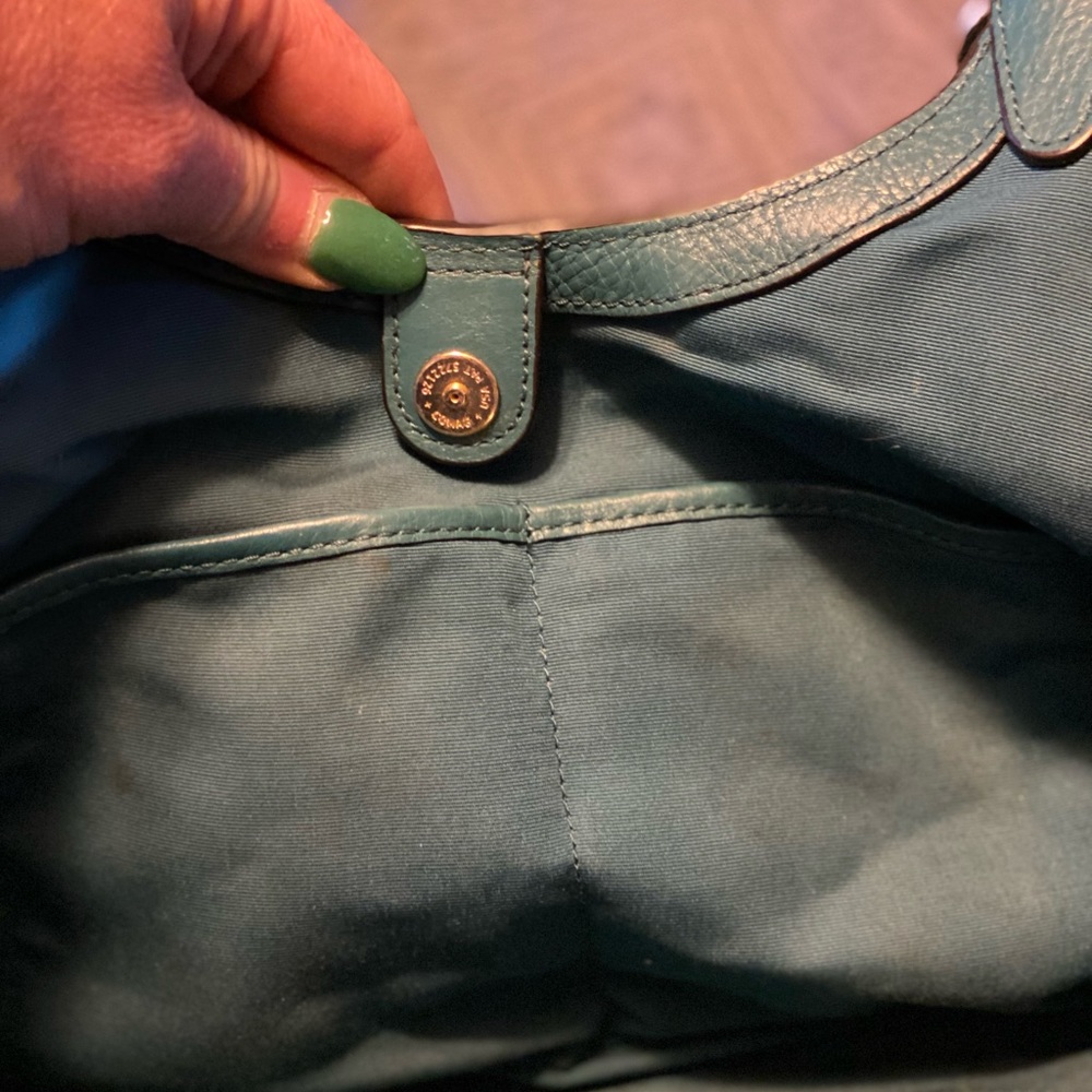 Turquoise Coach Leather Handbag - Picture 8 of 9